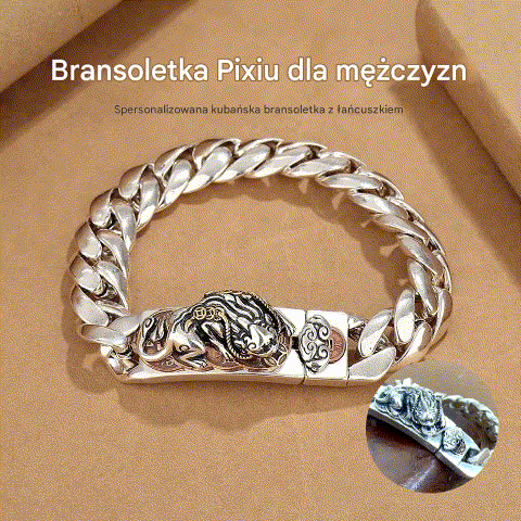 😍✨【Wykonana z czystego srebra】🔥Vintage męska bransoletka ze szczęśliwym wzorem, w stylu miejskiego punka, ręcznie robiona dla wyjątkowego wyglądu-4208249