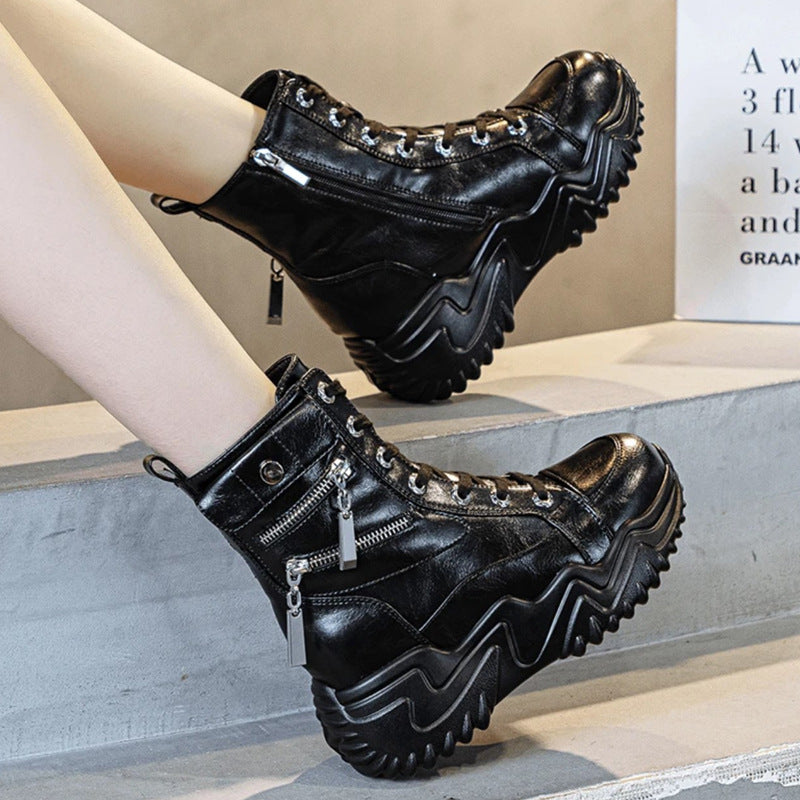 【35-40】Cizme calde din lână, cu tăietură înaltă, cu talpă groasă-3837644