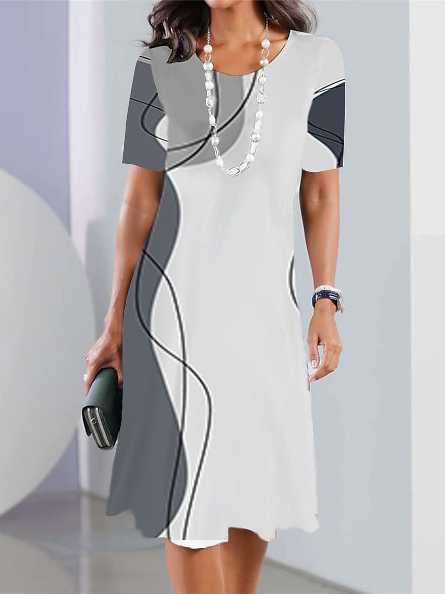 👗【XS-5XL】Seksowna sukienka damska z okrągłym dekoltem i nadrukiem 2026-4243268
