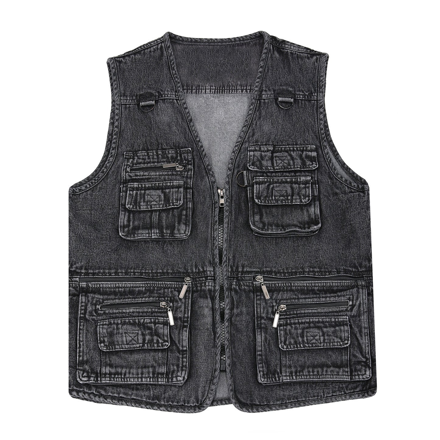 🔥【XL-7XL】2025 Vestă din denim cu multe buzunare pentru bărbați-4076325