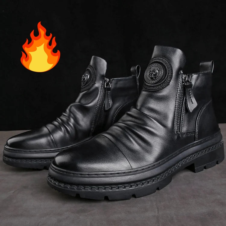 🔥🔥【39-44】Nové britské pánské vysoké kožené vysoké boty se silnou podrážkou-4139165