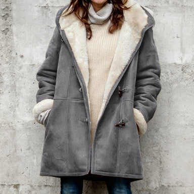 🥼🔥💖[S-5XL] 2025 moda i ciepło w jednym, Damska kurtka z kapturem, zamszowo-wełniana-4135846