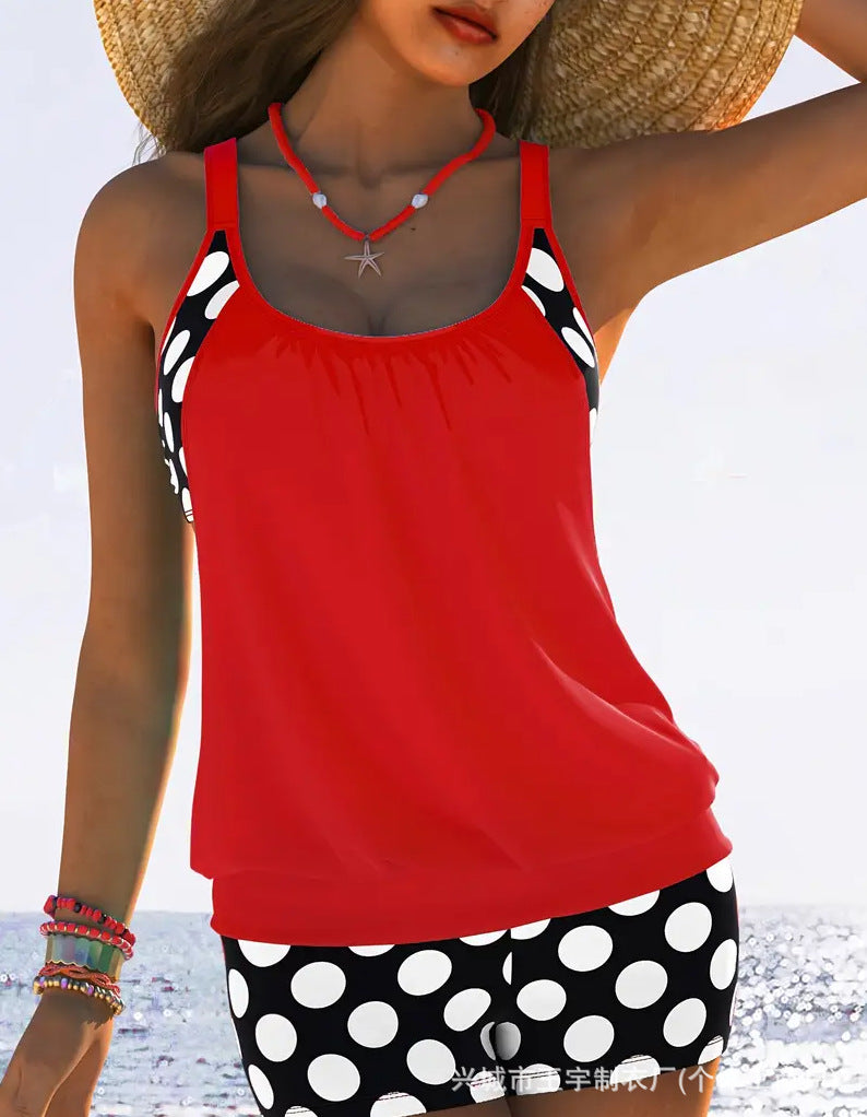 🏖️【S-4XL】【✨Cumpără unul, primești unul gratuit】Set de costum de baie sexy pentru femei, cu bretele, buline, mărime mare, 2025-4033459