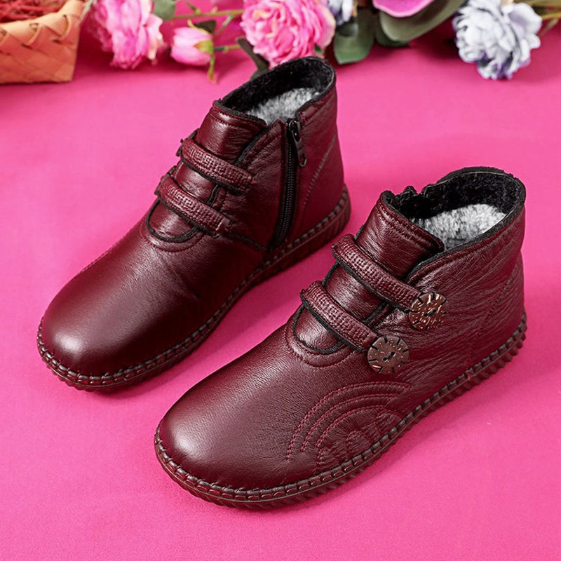 💥【35-40】Dámská kožená, bavlněná, protiskluzová, ručně vyráběná obuv na podzim a zimu-4162941
