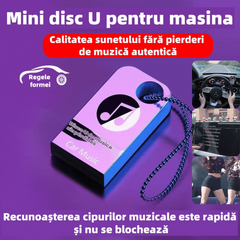 🚗🎵🎵【64G】【Unitate USB cu muzică de calitate a sunetului fără pierderi】 vine cu 8000 de melodii, 600 MV-uri, efecte de sunet 6D