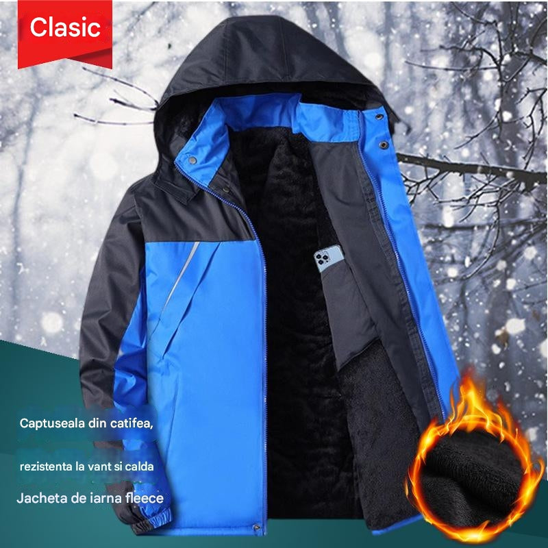 Jachetă pentru bărbați, din lână, rezistentă la vânt