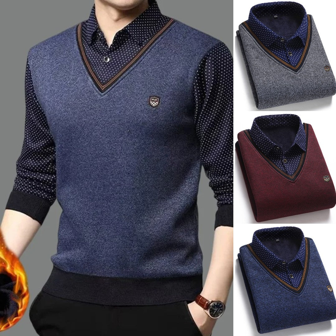 👔 [M-4XL] Cămașă tricotată pentru bărbați Plus catifea pentru a se îngroșa Menține cald