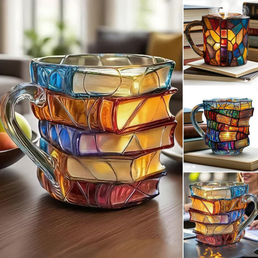 📚 Taza de café pintada en 3D con forma de libro.-4119990