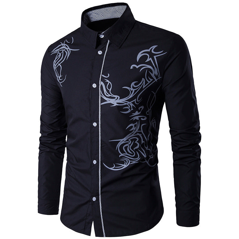 🔥🔥【M-3XL】Nowa koszula męska Slim Fit z nadrukiem smoka 2026-4251229