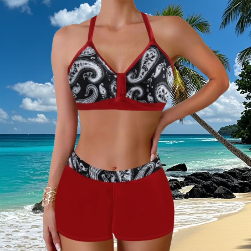 🏖️👙【Reducere limitată în timp】🌴【S-5XL】Set de costume de baie imprimate pentru vacanță la plajă 2025-3981768