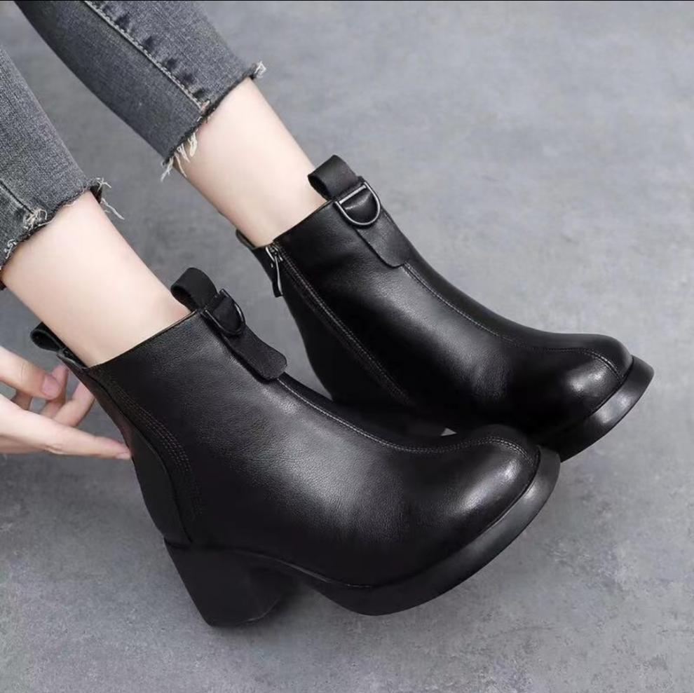 👠【35-40】Noi cizme scurte anti-alunecare cu fermoar lateral de toamnă și iarnă-3840815