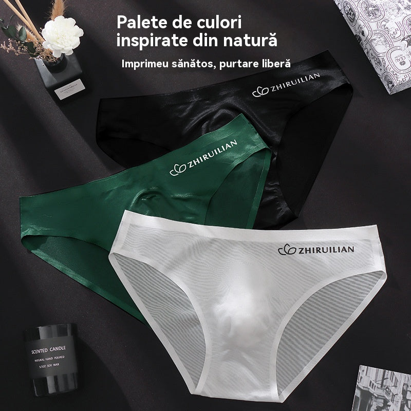 🔥🩲【Cumpără 5, primești 5 gratis】Chiloți triunghiulari respirabili din mătase glacială pentru bărbați, cu talie joasă（45-100kg)-4057556