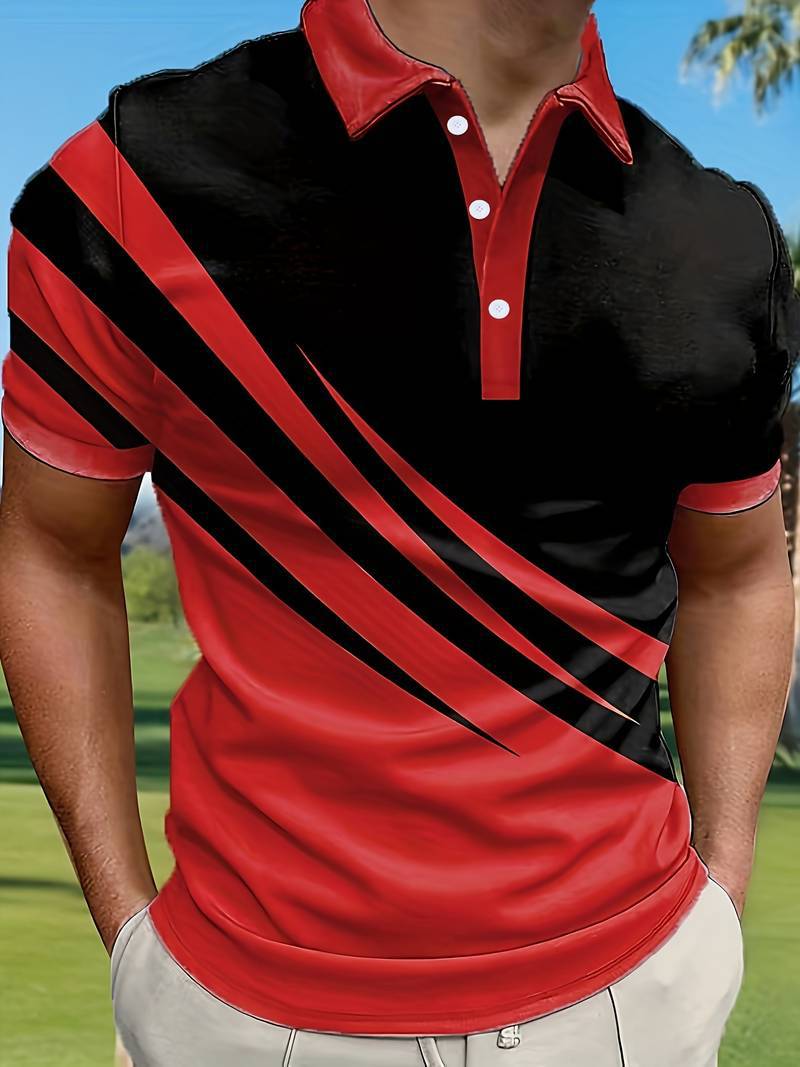 👔【S-6XL】2026 nowa męska koszulka POLO w paski z nadrukiem 3D-4237955