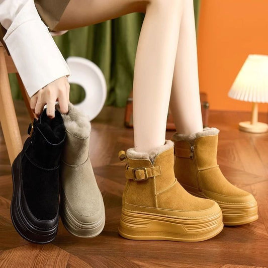 ⛄️👢【35-40】Talpă groasă din piele moale de stil nou, plus cizme de damă din catifea, la modă și calduroase