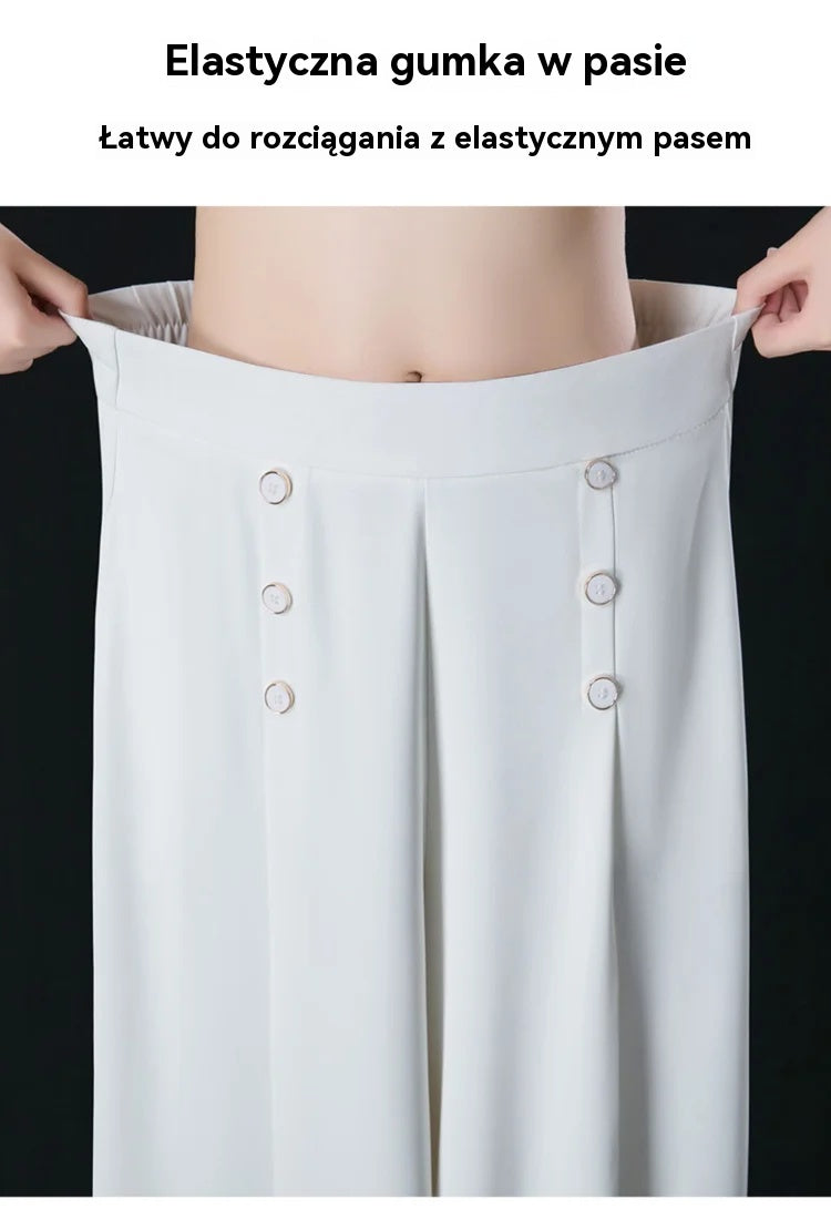 💖【M-5XL】Modna, drapowana spódnica damska z szerokimi nogawkami i wysokim stanem-4249264