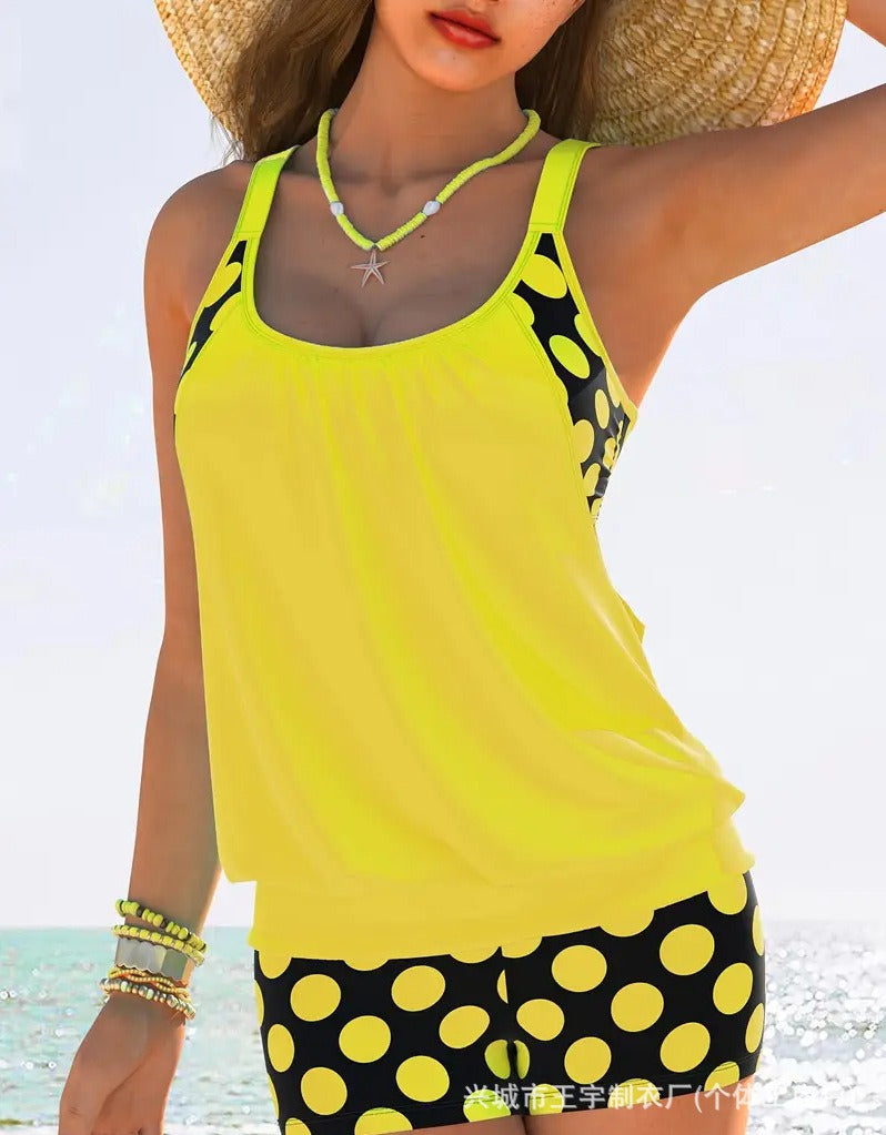 🏖️【S-4XL】【✨Cumpără unul, primești unul gratuit】Set de costum de baie sexy pentru femei, cu bretele, buline, mărime mare, 2025-4033459