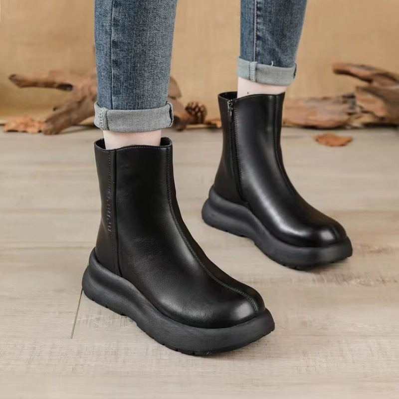 🔥【35-40】Cizme scurte de iarnă din lână cu talpă groasă-3834471