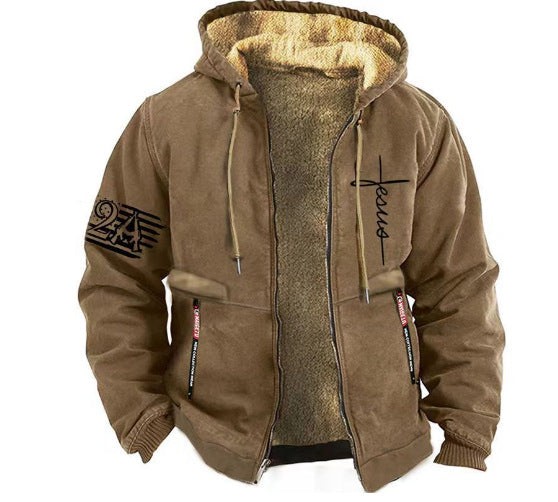 🔥🔥【S-3XL】 Modna, jesienna i zimowa, pogrubiona, aksamitna kurtka męska na co dzień-4135860