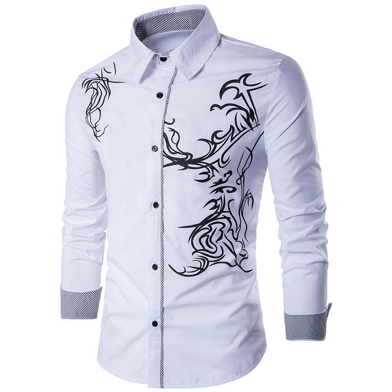 🔥🔥【M-3XL】Nowa koszula męska Slim Fit z nadrukiem smoka 2026-4251229
