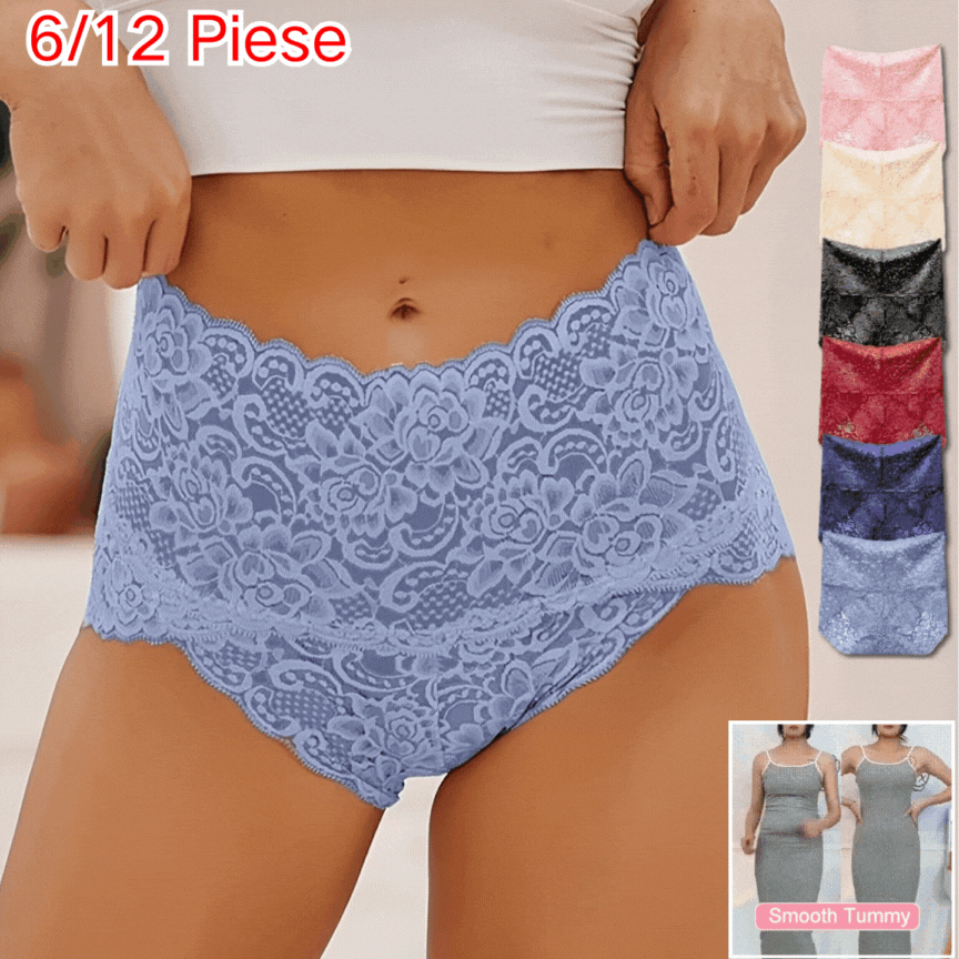 🔥【Cumpărați 6 și primiți 6 gratuit】 (6/12 buc) Ultima zi - 50% reducere - Chiloți antibacterian pentru slăbit din dantelă cu talie înaltă-4050163