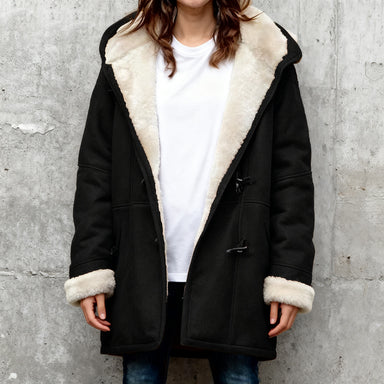 🥼🔥💖[S-5XL] 2025 moda i ciepło w jednym, Damska kurtka z kapturem, zamszowo-wełniana-4135846