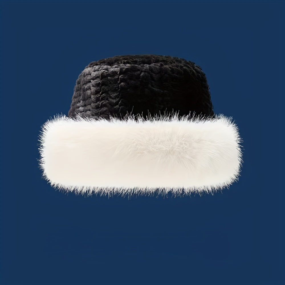 👒Pălărie de pescar din blană sintetică de iepure la modă caldă pentru femei-3845231