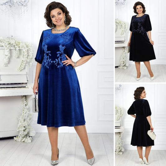 🔥🥰【S-5XL】Rochie nouă la modă din catifea aurie, confortabilă și caldă