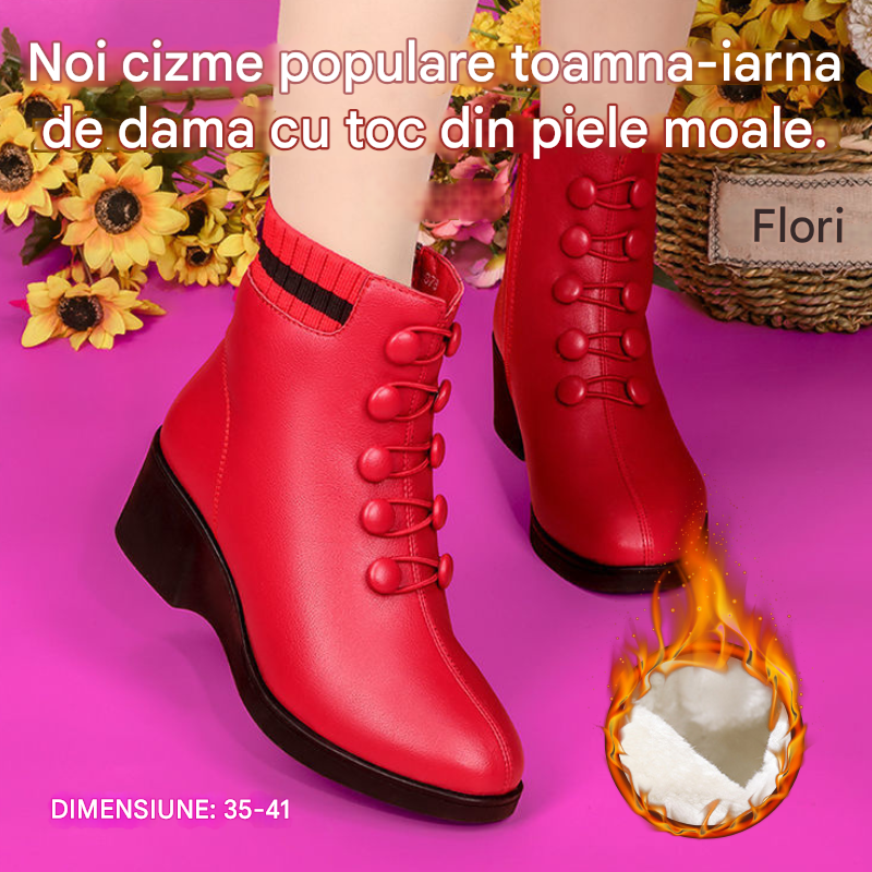 👢【35-41】2025 Toamnă și Iarnă Cizme populare din piele moale cu toc înclinat pentru femei