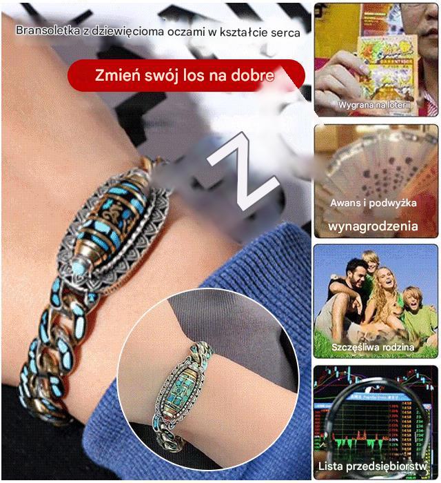 Bransoletka ze srebra próby 925, retro, sześciocyfrowa, turkusowa, z mantrą, z koralików transferowych-4195605