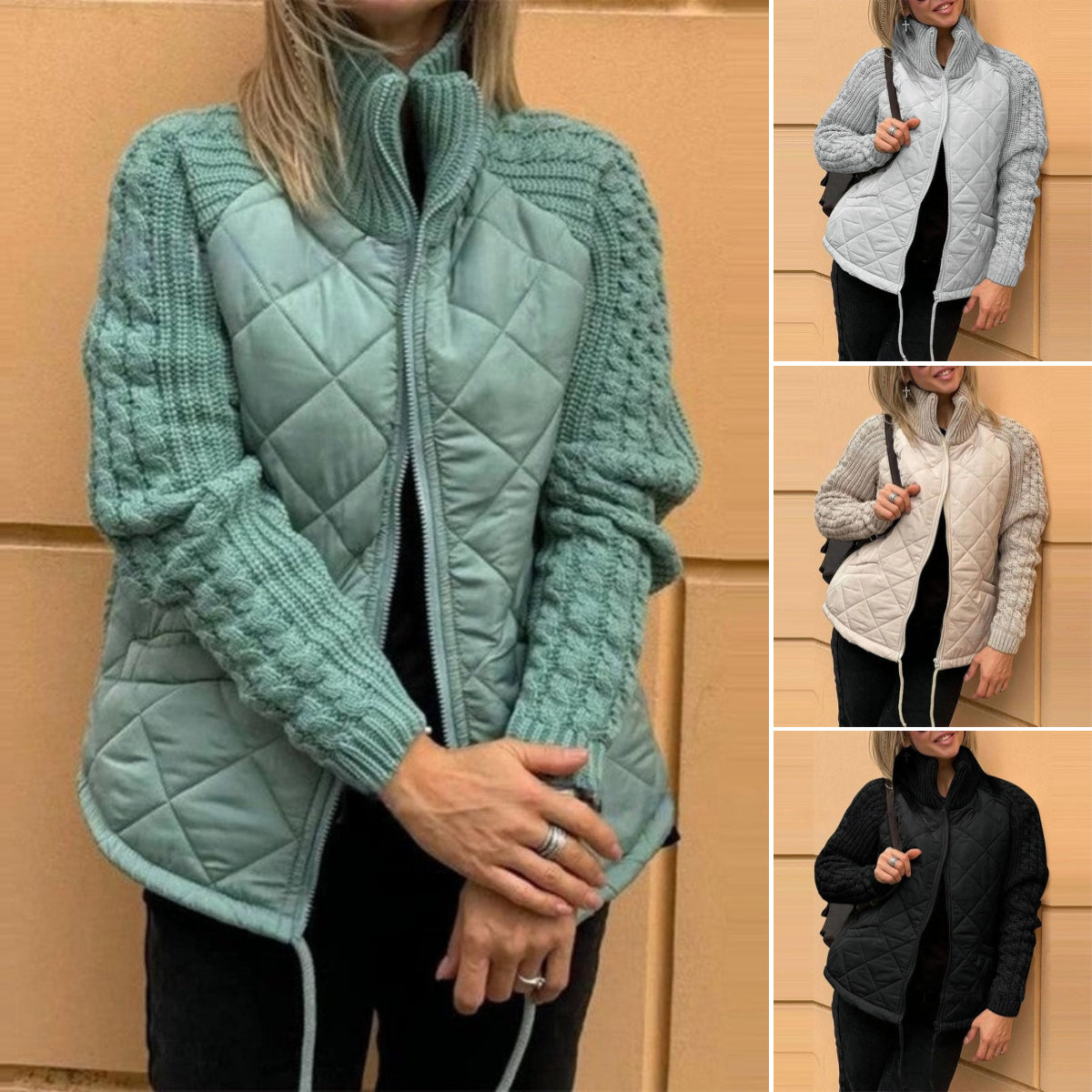 🔥Jachetă de damă tricotată cu patchwork-3876502