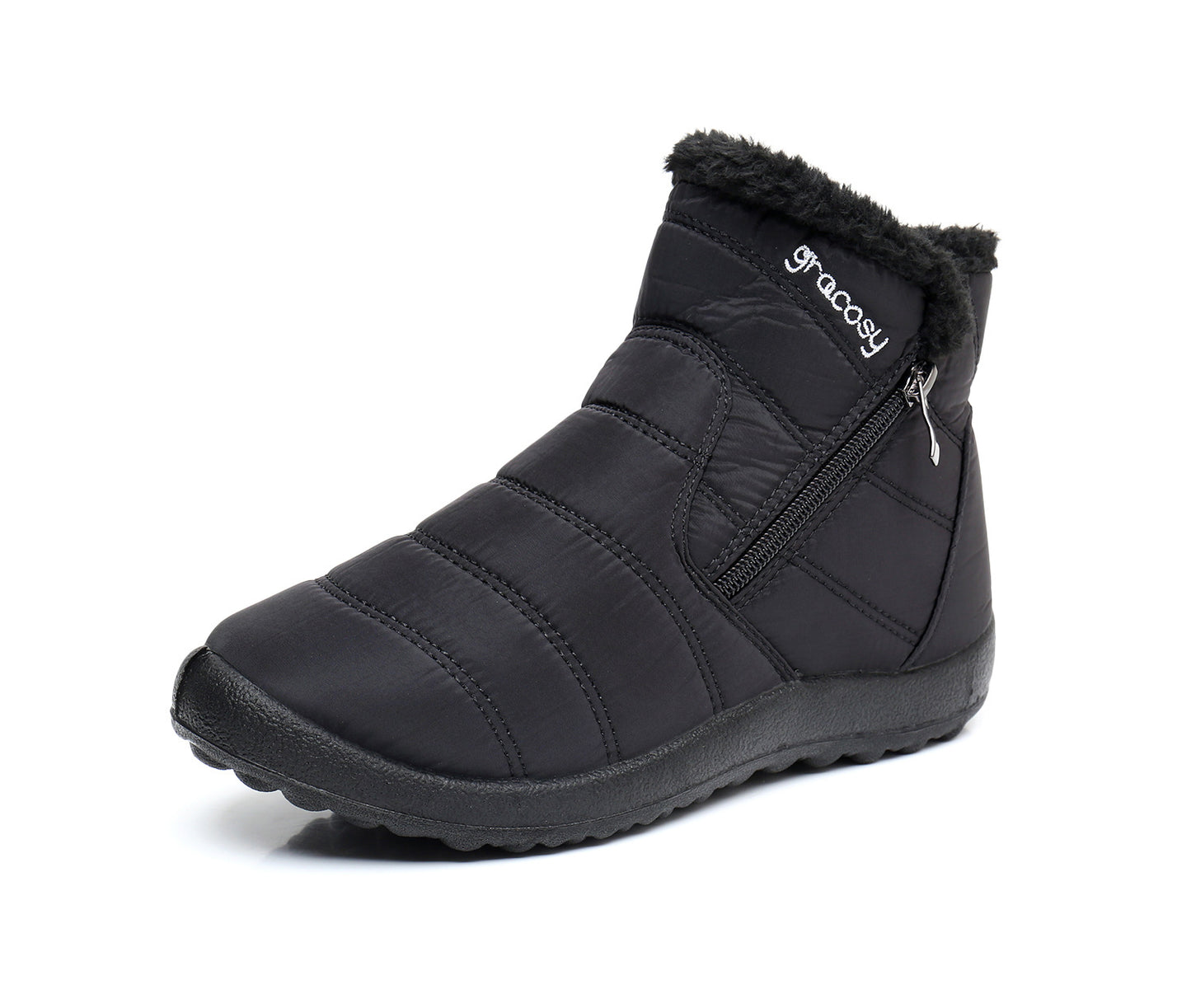 【36-42】👢🌨️ Ghete de zapada impermeabile pentru femei | fleece warm high top 🔒 |  Cizme mari din bumbac cu fermoar lateral ✨