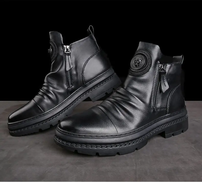 ⏳🔥Nuevos modelos de otoño e invierno 【39-44】 nuevas botas de piel para hombre, piel de vacuno de alta calidad, hechas a mano.