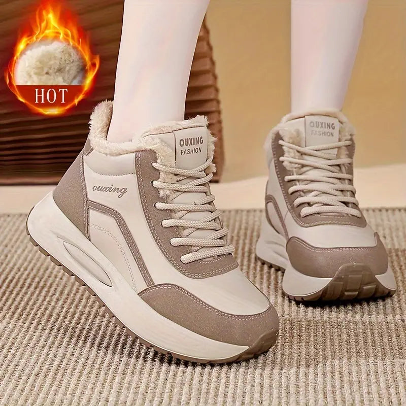 🔥【35-40】👢Cizme de iarnă pentru zăpadă, căptușeală de pluș, pantofi din bumbac antiderapante și la modă-4098421