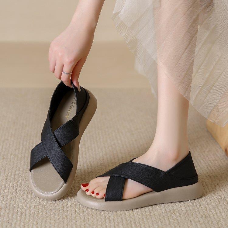 💕【Cumpără 1 primești 1 gratis】【35-42】Sandale plate romane din piele naturala casual si confortabile-4023053