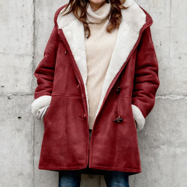 🥼🔥💖[S-5XL] 2025 moda i ciepło w jednym, Damska kurtka z kapturem, zamszowo-wełniana-4135846