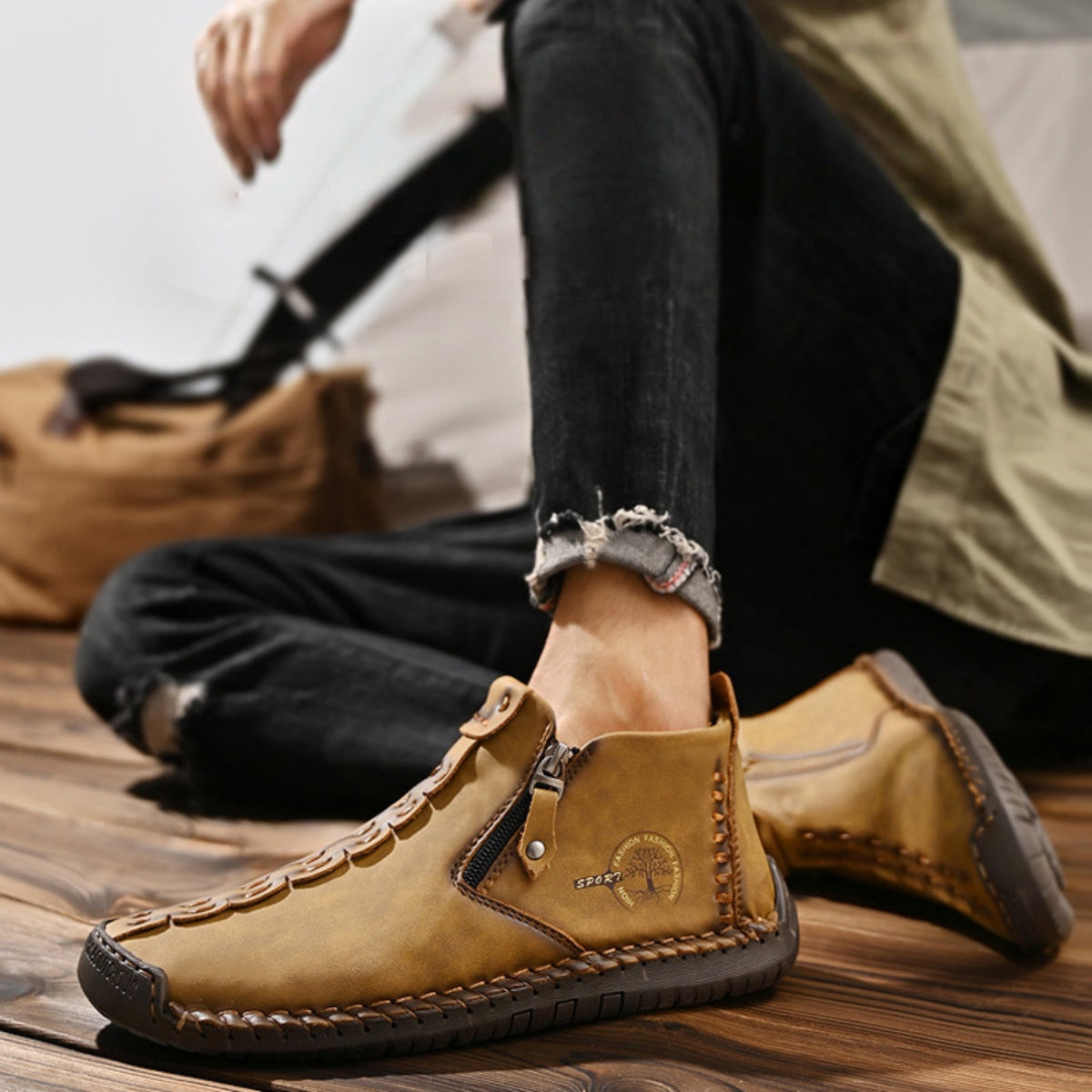 Nowe, męskie, zimowe, krótkie buty Martin z zamkiem, 2025【38-48】-4135771