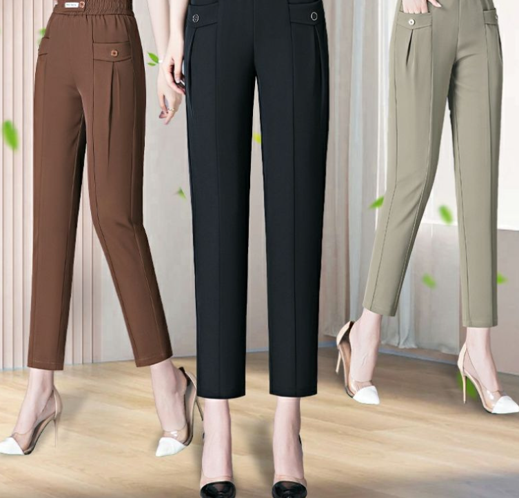 【S-4XL】🔥Cumpărați 1 obțineți 1 gratuit🔥Noi pantaloni casual cu picioare drepte de înaltă calitate, pantaloni simpli, subțiri, cu talie înaltă-3943517