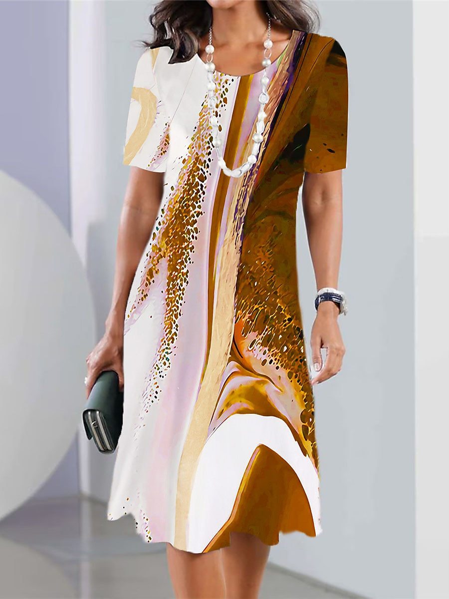 Vestido de mujer sexy 2026 con escote redondo y estampado【XS-8XL】