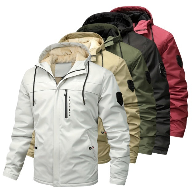 Jachetă pentru bărbați cu glugă din lână caldă Jachetă de iarnă pentru activități în aer liber Jachetă impermeabilă