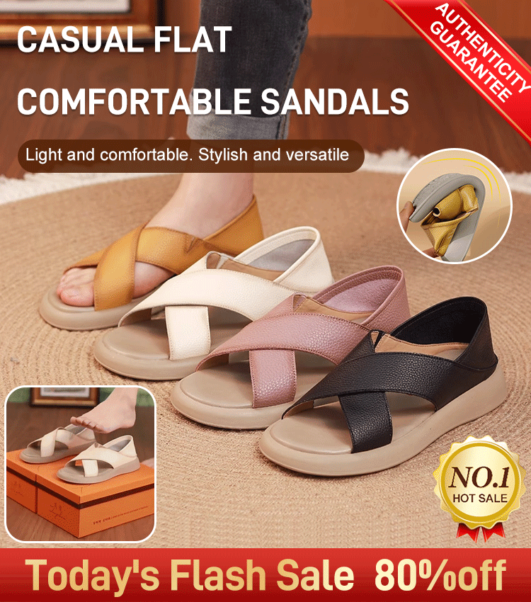 💕【Cumpără 1 primești 1 gratis】【35-42】Sandale plate romane din piele naturala casual si confortabile-4023053