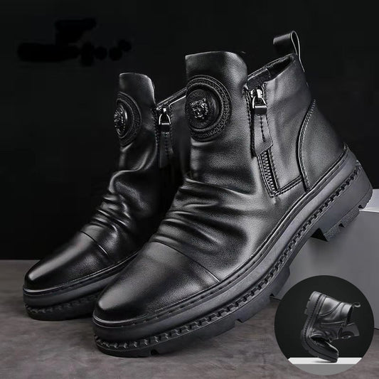 🔥🔥【39-44】Nové britské pánské vysoké kožené vysoké boty se silnou podrážkou-4139165