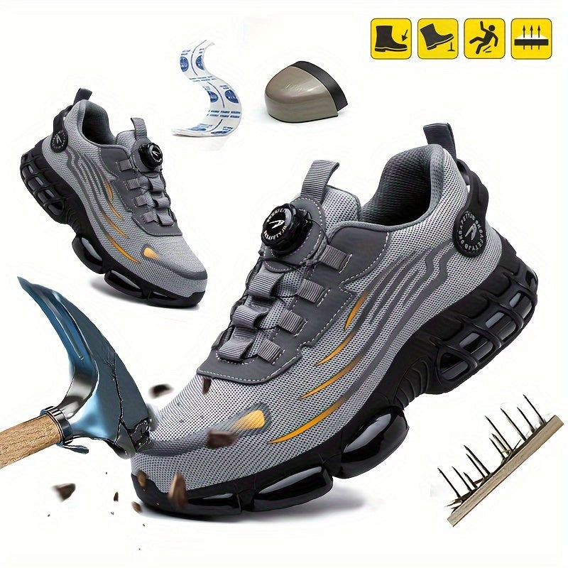 Knauf cizme de lucru casual de zi cu zi, rezistente la impact și perforare, cu vârf de oțel, pantofi de siguranță confortabili și anti-alunecare.-3990959