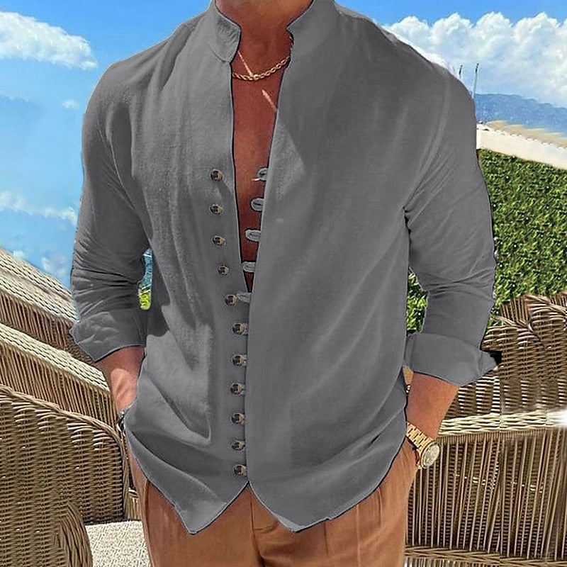 👔✨[¡50% de descuento!S-3XL] Camisa de algodón con botones para hombre nueva de verano, adecuada para vacaciones, vida diaria y trabajo.
