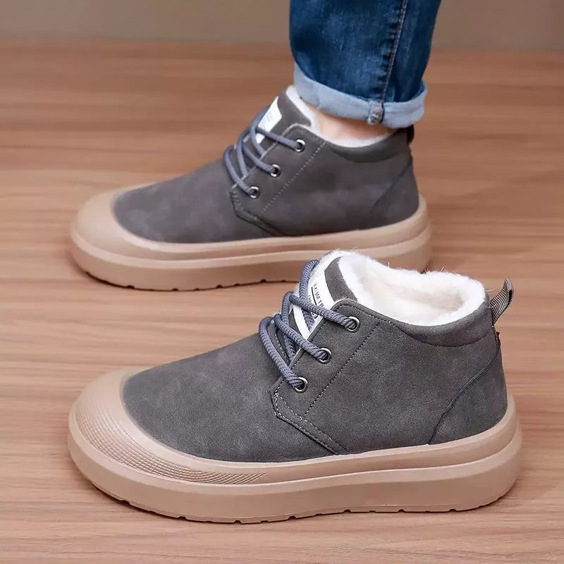 【39-45】Męskie zimowe buty śniegowe z grubą podeszwą i podszewką z polaru, wodoodporne