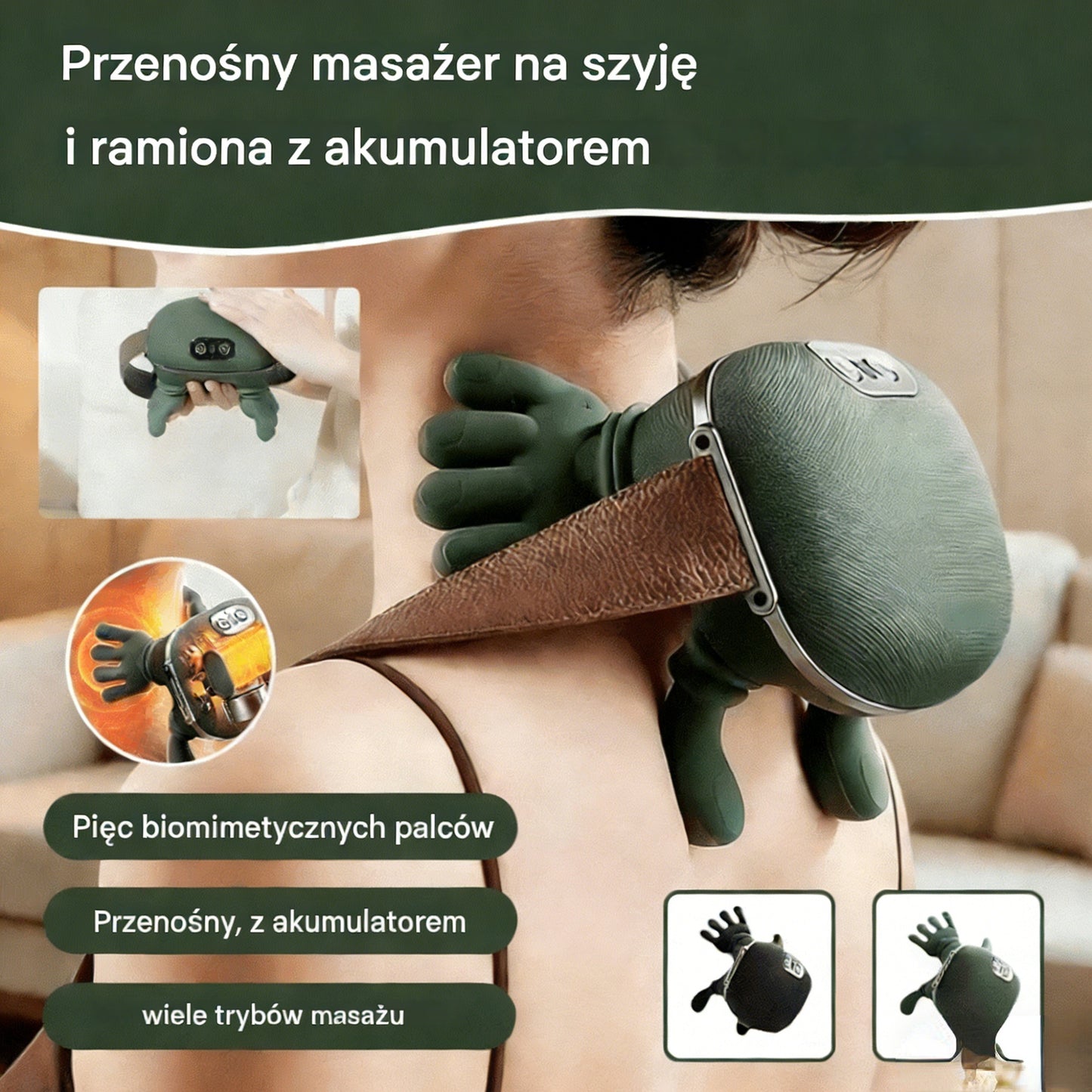 💆‍♀️Nowa wersja przenośnego masażera szyi i ramion z akumulatorem i dużą pojemnością.-4230022