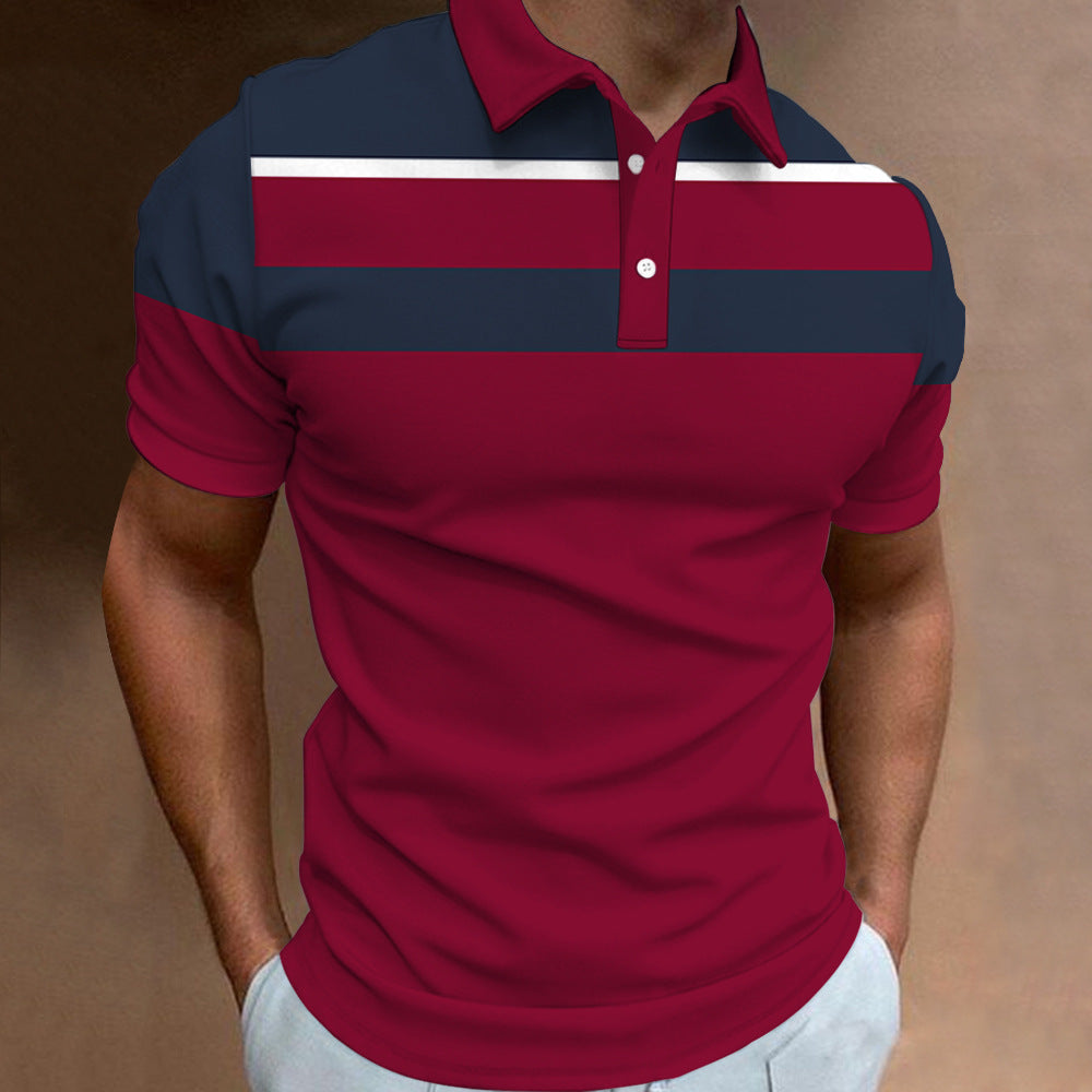 🔥👔【S-6XL】Tricou POLO pentru bărbați cu dungi noi de vară, imprimat 3D