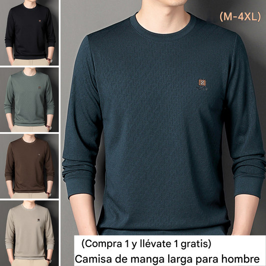 🔥 Camiseta de manga larga y cuello redondo para hombre, nueva primavera/otoño