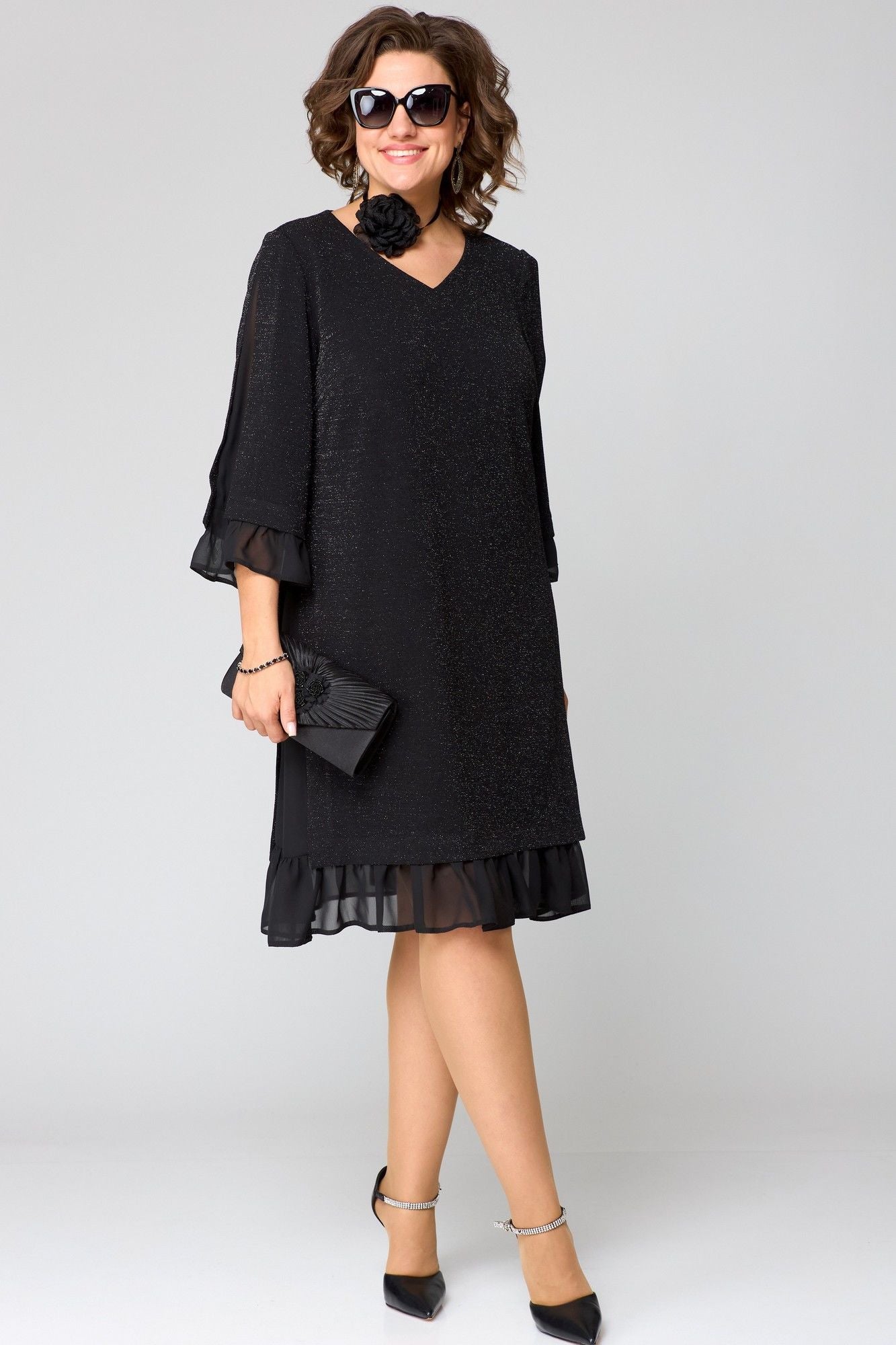 🔥【S-5XL】Jesień/Zima Nowa Modna Wysokiej Jakości Elegancka Wygodna Sukienka w Jednolitym Kolorze-4224379