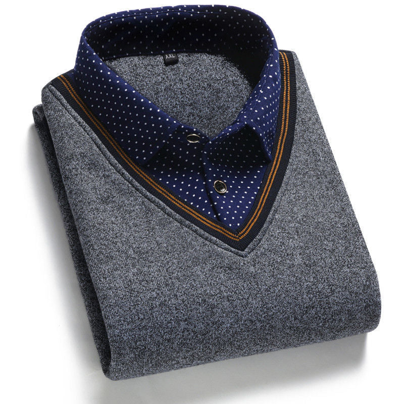 👔 [M-4XL] Cămașă tricotată pentru bărbați Plus catifea pentru a se îngroșa Menține cald