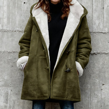 🥼🔥💖[S-5XL] 2025 moda i ciepło w jednym, Damska kurtka z kapturem, zamszowo-wełniana-4135846